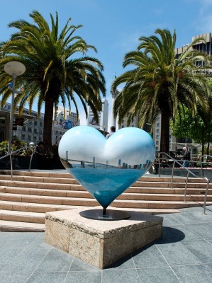 Sculpture, Hearts in San Francisco public art installation, Union Square, San Francisco, California, Highsmith collection Library of Congress