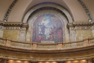Mural of John Eliot Preaching to Native Americans by Henry Walker