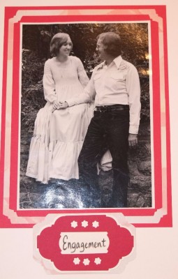 Of course, we had our own history of interesting attire. Here's our engagement picture. Can you tell it's 1974?