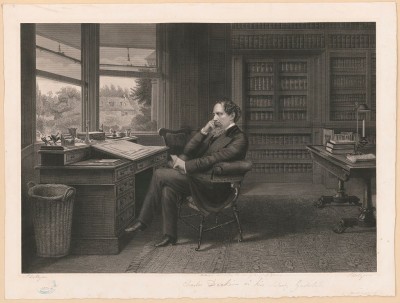 "Charles Dickens in his study at Gadshill," engraving by Samuel Hollyer. Courtesy Library of Congress