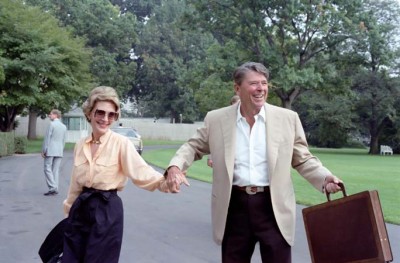 First Lady Nancy and President Ronald Reagan arrive in Washington after a visit to Camp David. Courtesy Ronald Reagan Library