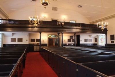 Church pews inside St. John's Church in Richmond, Virginia, where Patrick Henry gave his "Give Me Liberty or Give Me Death" speech.