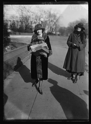Okay, so this isn't the best illustration! At least she is carrying an armload of something! Courtesy Library of Congress, 1920s