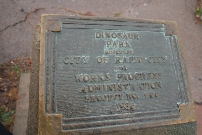 Dinosaur Park Built by City of Rapid City and Works Progress Administration Project No. 960, 1936