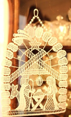 This lace nativity came from with Bethany and Mary Evelyn after one of their mission trips in Germany.