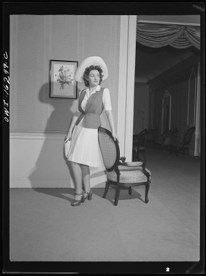 Model wearing an afternoon dress, 1949. Courtesy Library of Congress.