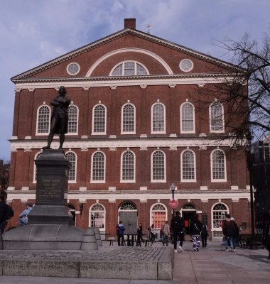 Faneuil Hall with Its Statue of Patriot Samuel Adams