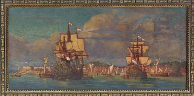 Oil Painting of New Amsterdam, Hanging in the Alexander Hamilton U.S. Customs House, New York City, New York. Courtesy photographs in the Carol M. Highsmith Archive, Library of Congress, Prints and Photographs Division.