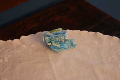 A crumpled napking to throw away.