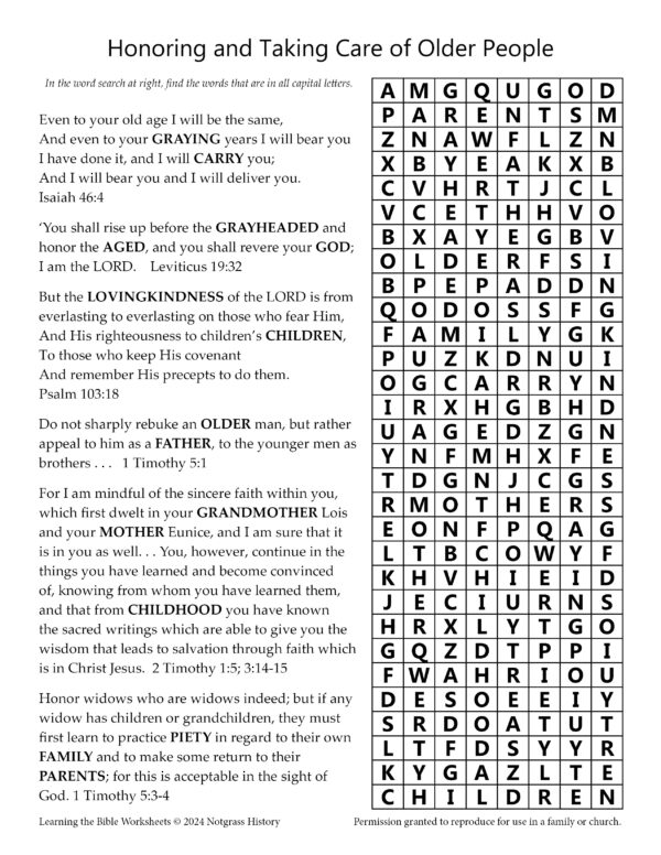 Older People Word Search